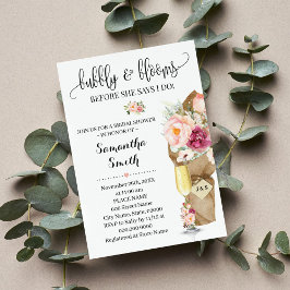 Invitación Bubbly & Blooms Antes De Hacerlo Bridal Shower Inv