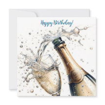 Bubbly champagne Happy Birday