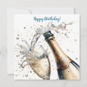Invitación Bubbly champagne Happy Birday