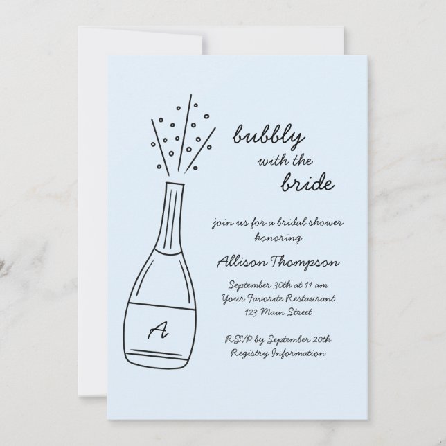 Invitación Bubbly Popping Champagne Bottle Bridal Shower (Anverso)