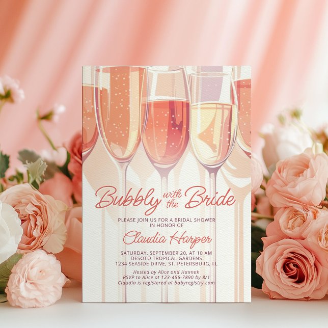 Invitación Bubbly Rubor Champagne Bridal Shower (Subido por el creador)