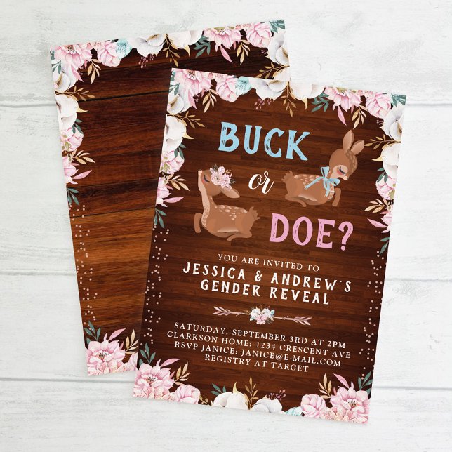 Invitación ¿Buck o Doe? Revelación de Baby Shower (Subido por el creador)