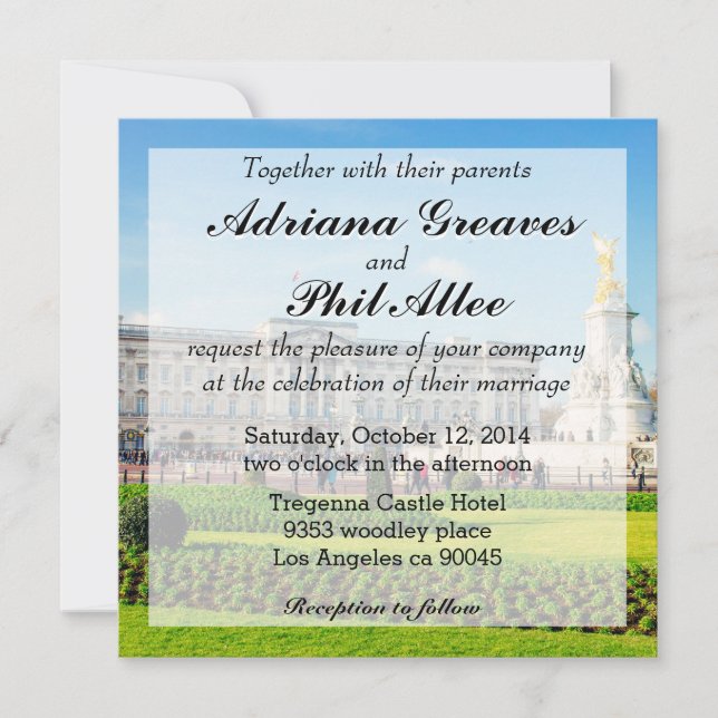 Invitación Buckingham Palace y monumento de Victoria (Anverso)