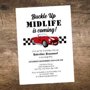 Invitación Buckle Up Funny Midlife Car 50 cumpleaños