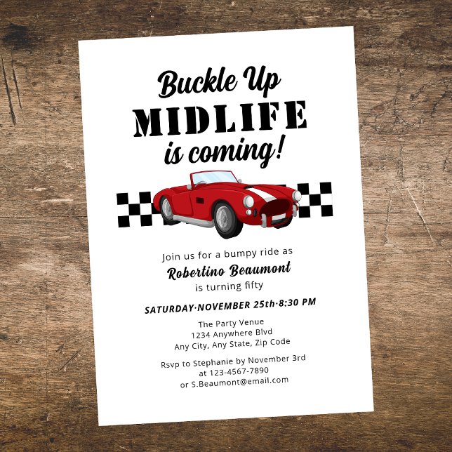 Invitación Buckle Up Funny Midlife Car 50 cumpleaños (Subido por el creador)