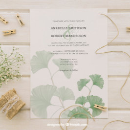 Invitación Budget Greenery Ginkgo Tree Watercolor Wedding