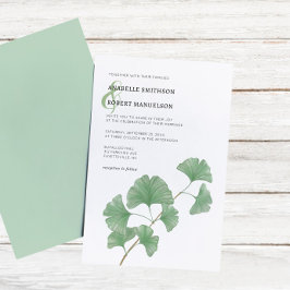 Invitación Budget Greenery Ginkgo Tree Watercolor Wedding
