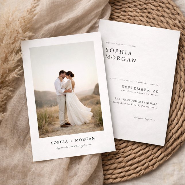 Invitación Budget Modern Minimalist Boho Photo Wedding (Subido por el creador)