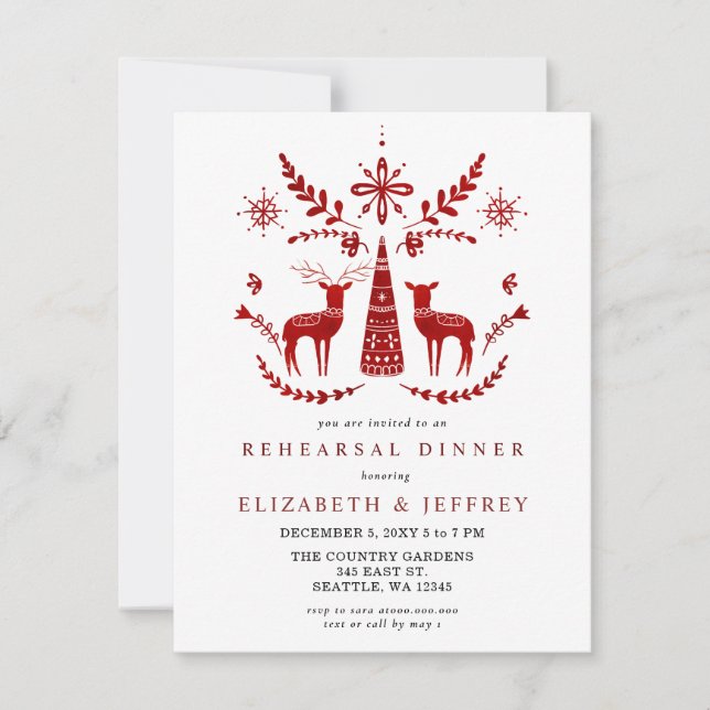 Invitación Budget Nordic Buck and Doe Rehearsal Dinner (Anverso)