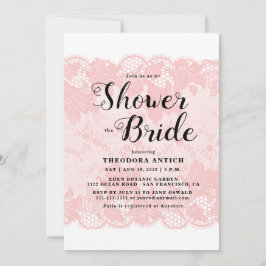 Invitación Budget Pink Lace Bridal Shower Invitation