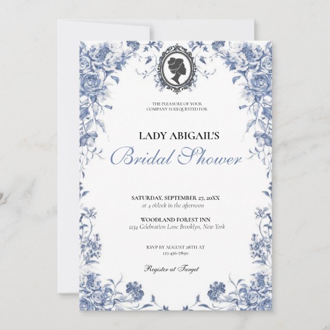 Invitación Budget Purple Florals Bridgerton Bridal (Anverso)