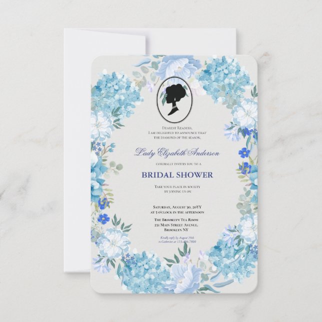 Invitación Budget Purple Florals Bridgerton Bridal Shower (Anverso)