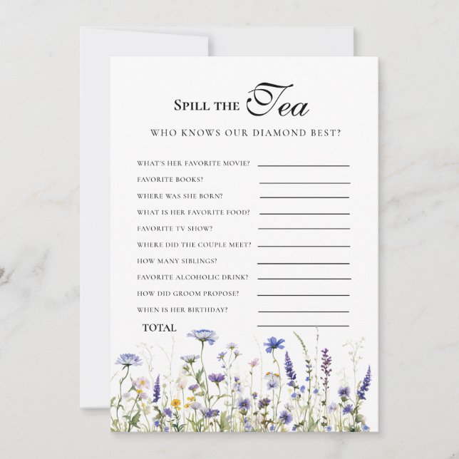 Invitación Budget Purple Florals Bridgerton Bridal Shower (Anverso)