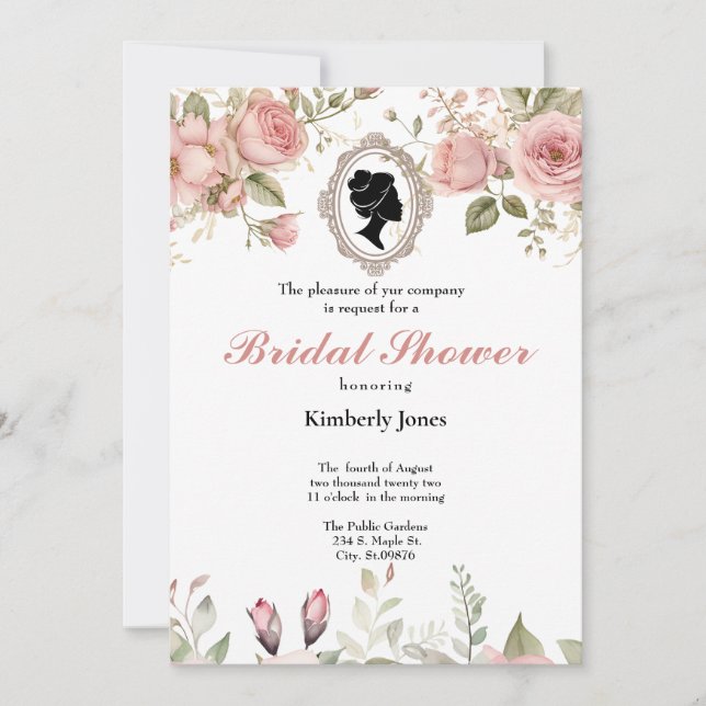 Invitación Budget Purple Florals Bridgerton Bridal Shower (Anverso)