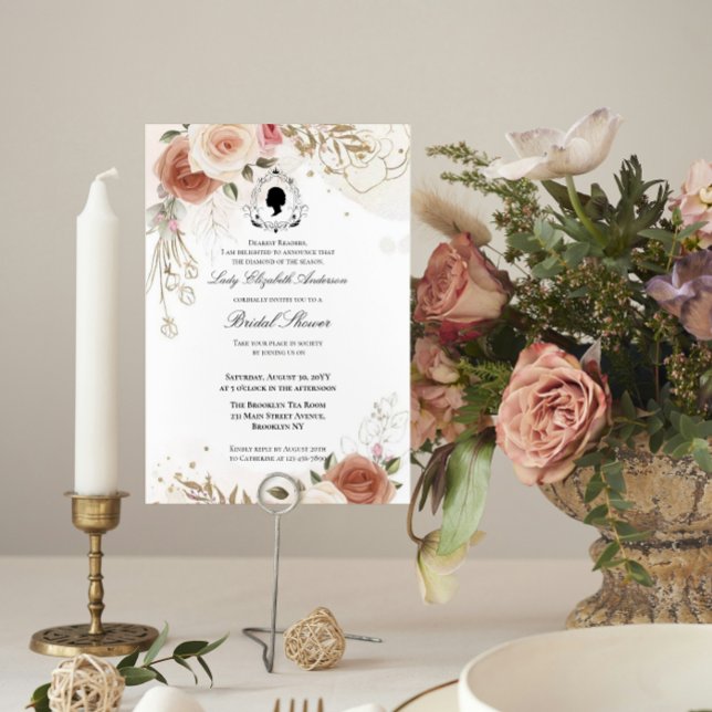 Invitación Budget Purple Florals Bridgerton Bridal Shower (Subido por el creador)