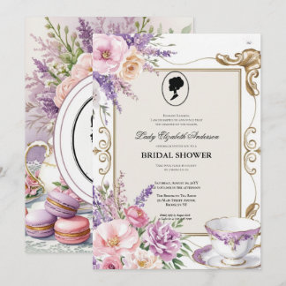 Invitación Budget Purple Florals Bridgerton Bridal Shower