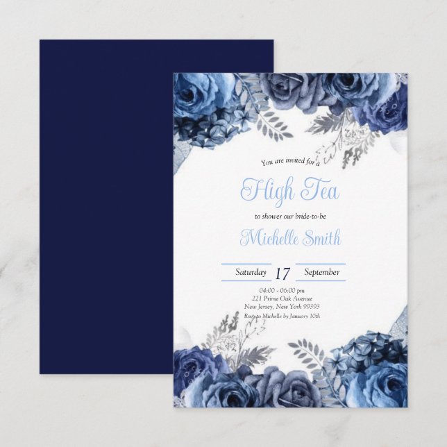 Invitación Budget Purple Florals Bridgerton Bridal Shower (Anverso / Reverso)
