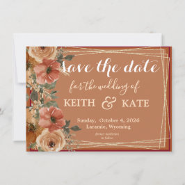 Invitación BUDGET Terracotta Floral Elegant Save Date    