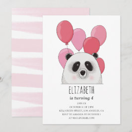 Invitación Buen panda. Un animal gracioso. Fiesta de cumpleañ