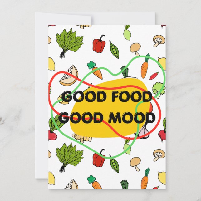 Invitación Buena comida, diseño de Buen Humor, comida diverti (Anverso)