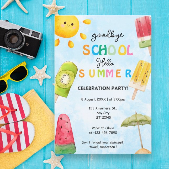 Invitación buena escuela de adiós Fiesta de verano (Subido por el creador)