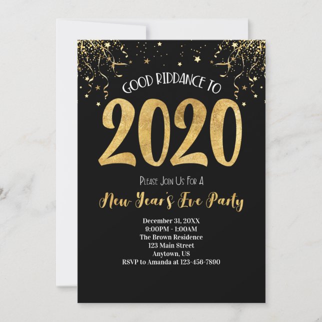 Invitación Buena rienda a 2020 Año Nuevo 2021 (Anverso)