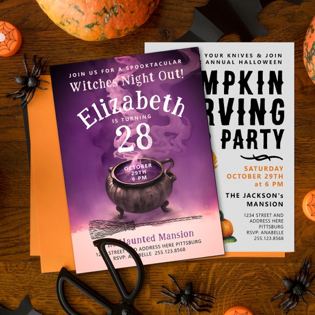 Invitación Buenas brujas Noche Fuera Moda Potion Cauldron Fie (Subido por el creador)