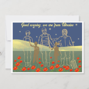 Invitación Buenas tardes en Ucrania gente amarilla y azul