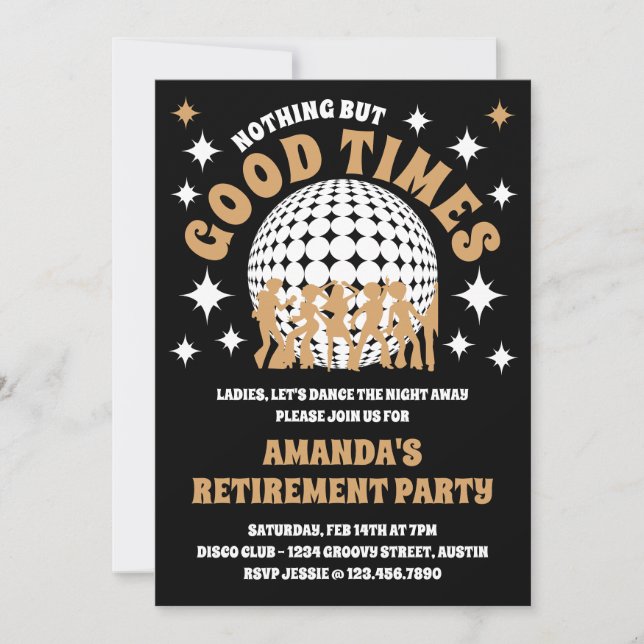 Invitación Buenas Tiempos Groovy foto de Fiesta de Jubilación (Anverso)