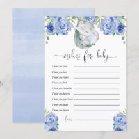 Bueno deseos para el bebé elefante floral azul