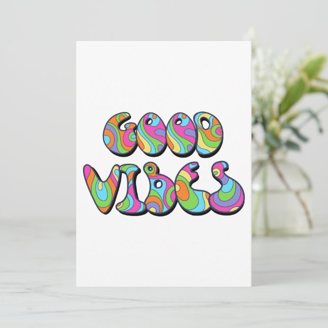 Invitación Buenos colores retro de vibraciones (Anverso de pie)