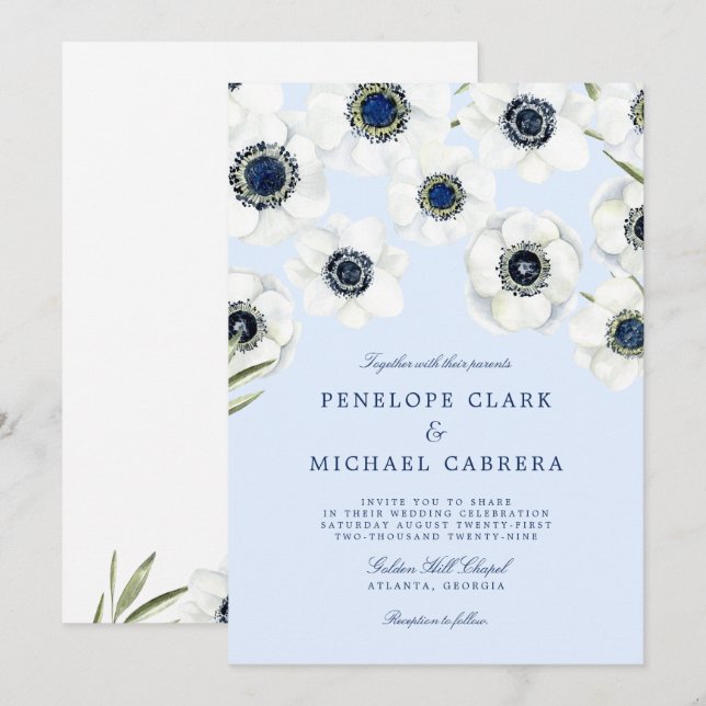 Invitación Buenos días Anemone| Boda floral (Anverso / Reverso)