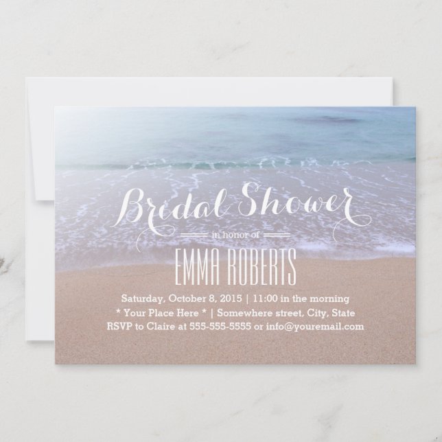 Invitación Buenos días en la playa Hermosa Ducha Bridal (Anverso)