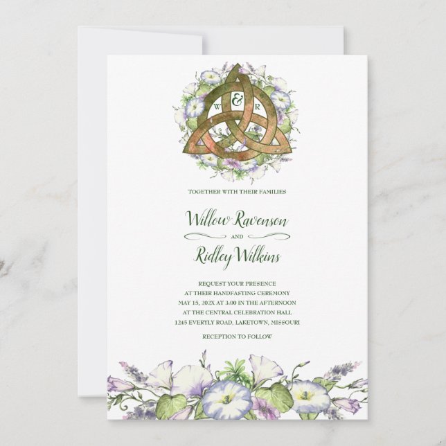 Invitación Buenos días Naranja celta Triquetra Ayuno (Anverso)