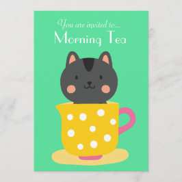 Invitación Buenos días Tea retro gatitos tazas de té fiesta