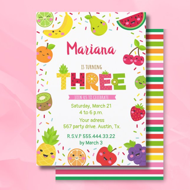 Invitación Buenos frutos de tres años, cumpleaños de fruta (Subido por el creador)
