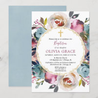 Buey azul marino merlot Baptism floral
