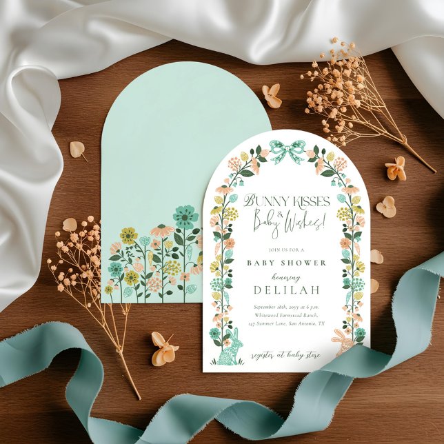 Invitación Buey Baby Shower Bow (Spring Wildflower Easter Bunny Baby Shower Bow Invitation)