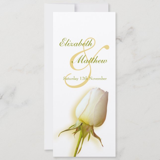 Invitación Buey rosa blanco fieltro menú de cena de la boda (Anverso)
