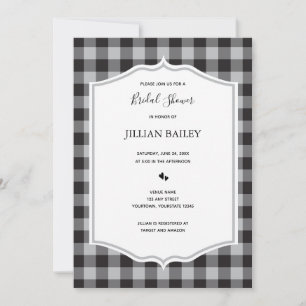 Invitación Búfalo clásico con ducha de novia blanca negra