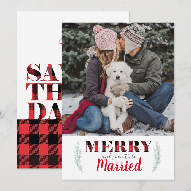 Invitación Búfalo Jugar Feliz Navidad Foto Guardar la fecha (Anverso / Reverso)