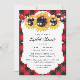 Invitación Búfalo Rojo Atrapado Sunflower Bridal Shower