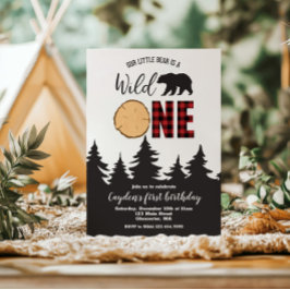 Invitación Búfalo salvaje de un oso primer cumpleaños