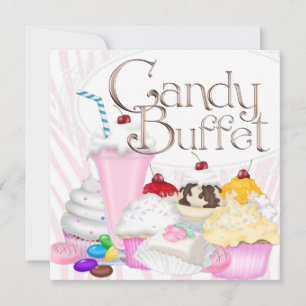 Invitación Bufet de Dulces de la Fiesta de la Cebra Rosa