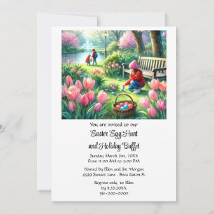 Invitación Bufet de Pascua y búsqueda de huevos festivos 