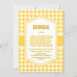 Invitación Buffalo Amarillo Tocado Primer Fiesta de Cumpleaño