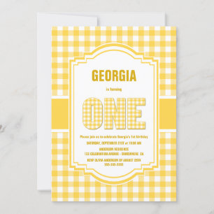 Invitación Buffalo Amarillo Tocado Primer Fiesta de Cumpleaño