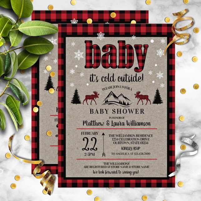 Invitación Buffalo Check Moose Baby Shower (Subido por el creador)