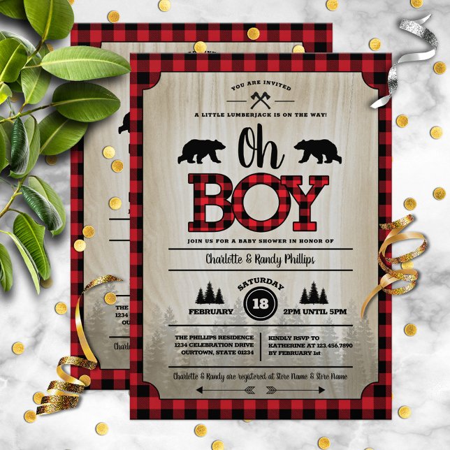 Invitación Buffalo Check Woodland Lumberjack Baby Shower (Subido por el creador)