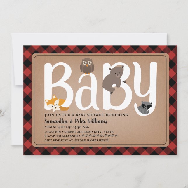 Invitación Buffalo de los amigos de Woodland colocado en Baby (Anverso)